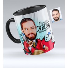 BK Kişiye Özel Bay Patron Karikatürlü Siyah Kupa Bardak - 1
