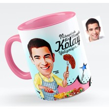BK Kişiye Özel Bay Mangalcı Karikatürlü Pembe Kupa Bardak - 1