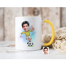 Bk Gift Kişiye Özel Futbolcu Karikatürlü Sarı Kupa Bardak-10, Sevgiliye Hediye, Arkadaşa Hediye