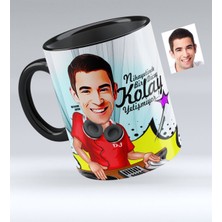 BK Kişiye Özel Bay Dj Karikatürlü Siyah Kupa Bardak - 1