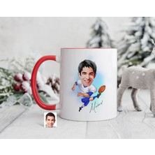 Bk Gift Kişiye Özel Amerikan Futbolcusu Karikatürlü Kırmızı Kupa Bardak-10, Sevgiliye Hediye, Arkadaşa Hediye