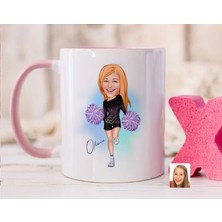 Bk Gift Kişiye Özel Ponpon Kız Karikatürlü Pembe Kupa Bardak-1, Sevgiliye Hediye, Arkadaşa Hediye