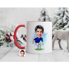 Bk Gift Kişiye Özel Futbolcu Karikatürlü Kırmızı Kupa Bardak-11, Sevgiliye Hediye, Arkadaşa Hediye