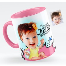 BK Kişiye Özel Kız Bebek Karikatürlü Pembe Kupa Bardak - 1