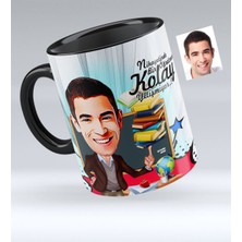 BK Kişiye Özel Bay Öğretmen Karikatürlü Siyah Kupa Bardak - 2