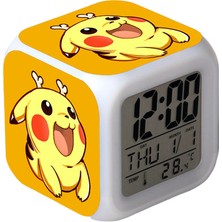 Aqqogib Wekity Pikachu Renkli Çalar Saat LED Kare Saat Zaman, Sıcaklık, Alarm, Tarih ile Dijital Çalar Saat (Yurt Dışından)