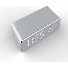 Aqqogib Kablosuz Şarjlı Dijital Ahşap Çalar Saat, %0-100 Dimmer, Çift Alarm, Hafta Içi/hafta Sonu Modu, Erteleme, Yatak Odası, Başucu, Masa, Çocuklar Için Ahşap LED Saatler (Gümüş) (Yurt Dışından)