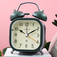 Aqqogib Öğrenciler, Çocuklar ve Yetişkinler Için 3 Inç Kare Metal Parlak Sevimli Çalar Saat Sessiz Çalar Saat (Koyu Yeşil) (Yurt Dışından)