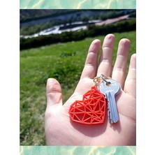 ADD3D Geometrik Kalp Anahtarlık-Sevgili Anahtarlık-Çift Anahtarlığı-Aşk Simgesi