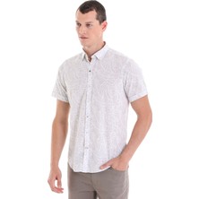Hatemoğlu Gri Comfort Fit Baskılı  Pamuklu Kısa Kollu Casual  Gömlek