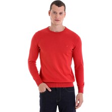 Hatemoğlu Kiremit Regular Fit Düz Bisiklet Yaka Pamuklu Triko Kazak