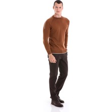 Hatemoğlu Tütün Regular Fit Jakarlı Bisiklet Yaka  Yünlü Triko Kazak