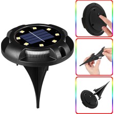 Yiqln 4pcs Solar Yeraltı Işığı-8led Beyaz Işık (Yan Renkli Işık) (Yurt Dışından)