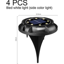 Yiqln 4pcs Solar Yeraltı Işığı-8led Beyaz Işık (Yan Renkli Işık) (Yurt Dışından)