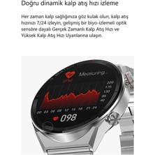 Lion Quality Erkek Gümüş Akıllı Saat Gt4 Max 3 Kordonlu Ios ve Android Uyumlu Deri Silikon Çelik Huawei Watch