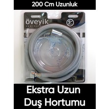 Trend Lüks Örgülü Kopmaz Patlamaz Duş Hortumu 200 cm Uzunluk Yüksek Kalite Gri Uzun Duş Hortumu