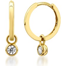 Kairos Jewelry 14 Ayar Altın Solitaire Drop Charm Küpe KRS-K108-14GEZ