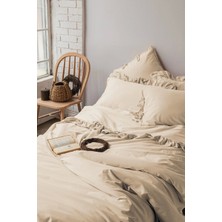 İssimo Home Frill Peach yıkanmış %100 Pamuk Poplin  çift Kişilik Nevresim Takımı