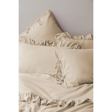 İssimo Home Frill Peach yıkanmış %100 Pamuk Poplin  çift Kişilik Nevresim Takımı