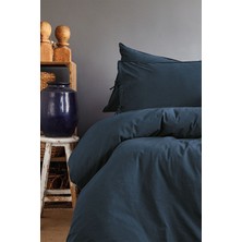 Savanna Yıkanmış %100 Pamuk Poplin Lacivert King Size Nevresim Takımı