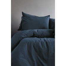 Savanna Yıkanmış %100 Pamuk Poplin Lacivert King Size Nevresim Takımı