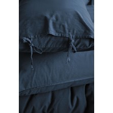 Savanna Yıkanmış %100 Pamuk Poplin Lacivert King Size Nevresim Takımı