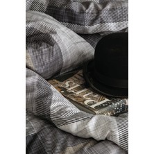 Dunloe Black 210 Tc (83 Tel) Dijital Pamuk Saten Nevresim Takımı Tek Kişilik