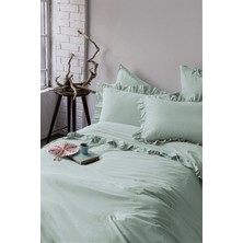 Frill Mint Yıkanmış %100 Pamuk Poplin Nevresim Takımı Çift Kişilik