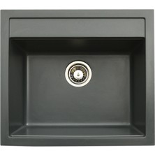 Vinox Granit Eviye Antrasit Tek Gözlü Mutfak Evyesi 55X50Cm (VX-55)