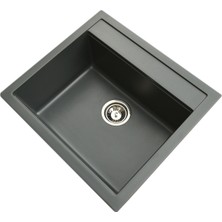 Vinox Granit Eviye Antrasit Tek Gözlü Mutfak Evyesi 55X50Cm (VX-55)
