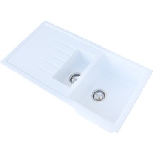Vinox Granit Eviye Beyaz 1,5 Göz Damlalıklı Mutfak Evyesi 100x50Cm (VX-100)