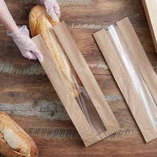 Omeyva Pencereli Kraft Baget Ekmek Fırın Kese Kağıdı - Orta Boy - 15 x 41 Cm. - 0.510 Kg. - 5 Paket