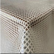 Eym Home Şeffaf Kaplamalı Pvc Örgü Hasır Desenli Muşamba Lüks Masa Örtüsü Krem