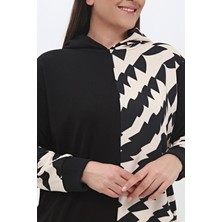 Piano Luce Kadın Büyük Beden Kapşonlu Sweatshirt Siyah PLWM23SWT03