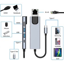 Daytona FC-02 Macbook Uyumlu Type-C To USB 3.0 1080P Hd 4K HDMI VGA Pd Aux Ses Girişli Çevirici Hub Adaptör