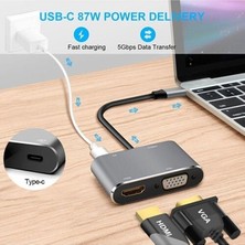 Daytona CF-02 Macbook Uyumlu Type-C To USB 3.0 1080P Hd 4K HDMI VGA Pd Aux Ses Girişli Çevirici Hub Adaptör