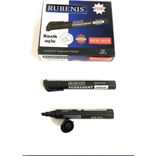 Rubenis Permanent Kesik Uç Markör Siyah 12'li