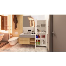 Zerka Concept Minto Mdf 4 Raflı Çok Amaçlı Mutfak Banyo Ayakkabılık Dolap 60 cm