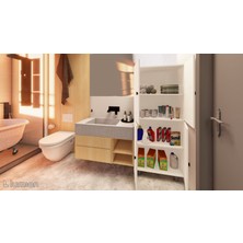 Zerka Concept Mut Mdf 4 Raflı Çok Amaçlı Mutfak Banyo Ayakkabılık Dolabı 50CM