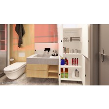 Zerka Concept Mut Mdf 4 Raflı Çok Amaçlı Mutfak Banyo Ayakkabılık Dolabı 50CM