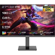 GameBooster GB-2719FQHD 27" 180Hz 0.5ms SS IPS QHD 1.07B Color Depth HDMI*2+DP*2 Flat Gaming Monitör