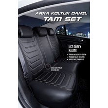 Deniz Tuning seat Cordoba Lüx Uyumlu Deri Oto Koltuk Kılıfı 5'li Set Tam Takım Lıne Siyah Beyaz