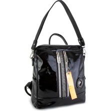 Nas Bag Vera Çanta Nas Bag Kadın Sırt Çantası Siyah Kırışıkk Simli