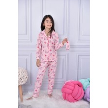 Lolli Boom Kids Yeni Sezon Kız Çocuk Düğmeli Pijama Takımı Oyuncak Bebek Baskılı Göz Bandı Dahil