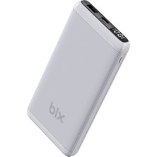 Bix BXPB107 10000MAH 20W Pd Type-C ve Usb-A Scp 22.5W Qc 3.0 18W Çift Çıkışlı LED Ekranlı Powerbank Beyaz