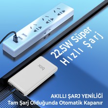 Bix BXPB107 10000MAH 20W Pd Type-C ve Usb-A Scp 22.5W Qc 3.0 18W Çift Çıkışlı LED Ekranlı Powerbank Beyaz