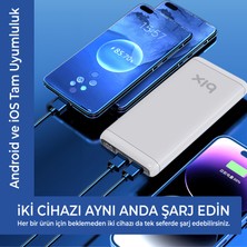 Bix BXPB107 10000MAH 20W Pd Type-C ve Usb-A Scp 22.5W Qc 3.0 18W Çift Çıkışlı LED Ekranlı Powerbank Beyaz