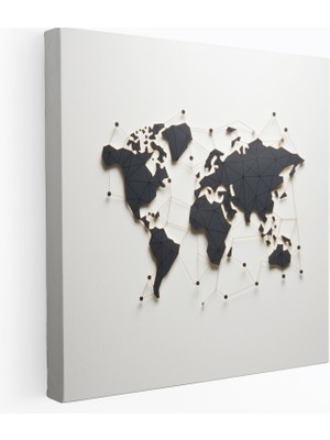 Minimalist World Map Canvas Print - World Map, Minimalist Design, Clean Lines, Canvas Wall Art, 50X50