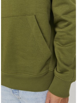 Jack & Jones Kapüşon Yaka Yeşil Erkek Sweatshırt 12242225_JCOWAFFLE Backprınt Sweat