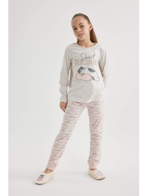 DeFacto Kız Çocuk Baskılı Penye Pijama Takımı C0974A823WN
